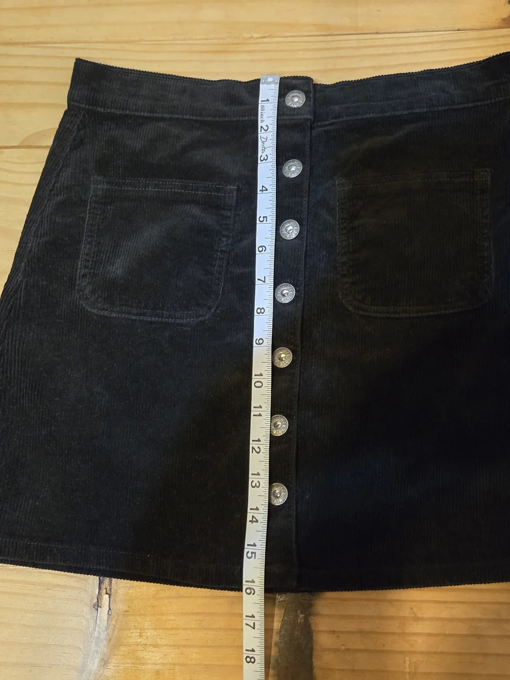Sneak Peek Black Corduroy Button-Front Mini Skirt